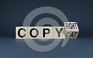 Cubes form words Copycat or copyright. Business Concept