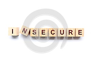 Cubes forming the word INSECURE