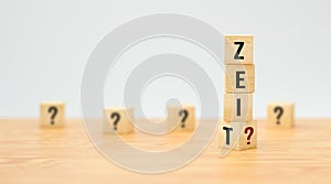 Cubes with German message for TIME? on white background - 3d illustration