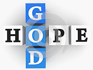 Cubes with God hope concept