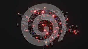 Cubes with hex-code data 3D rendering illustration