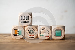 Cubes with icons smybolizing CLOUD SERVICES