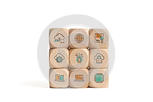 Cubes with icons smybolizing CLOUD SERVICES