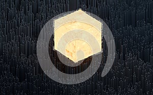 Cubes and materials, circuits and Lines, 3d rendering