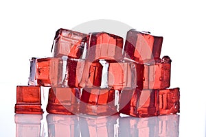 Cubes of red jelly
