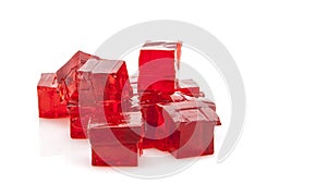 Cubes of red jelly