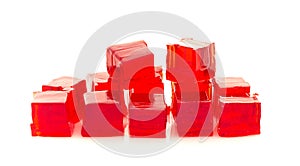 Cubes of red jelly
