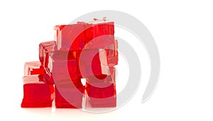 Cubes of red jelly