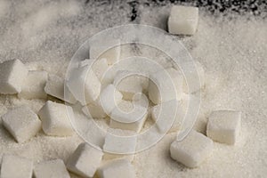 cubes of refined sugar close-up