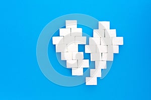 Cubes of sugar shape of a heart