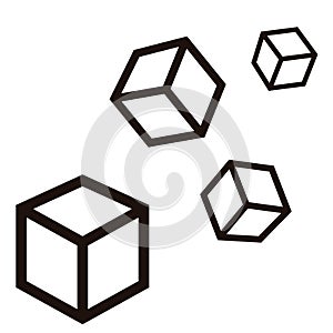 Cubes vector icon. ice illustration symbol. box sign or logo.