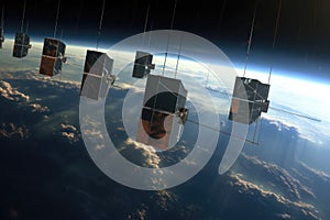 cubesats with solar sails in a row