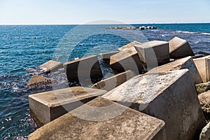 Cubic blocks of concrete photo