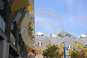 Cubic houses as architecture experiment in the city center of Rotterdam at the Blaak in the Netherlands