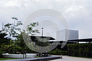 Cubical Building in Medellin Cityscape