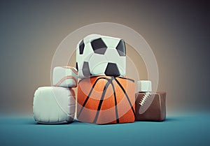 Cubical sports balls of different sports. Diversity and impossible concept