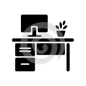 Cubicle Desk Solid Icon for Modern Workspace