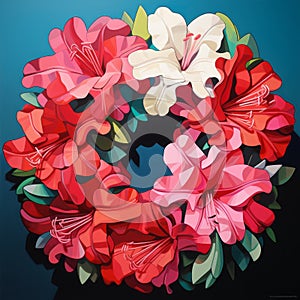 Cubist Azalea Wreath: A Vibrant Fusion Of Colors And Shapes