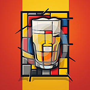 Cubist Beer Glass: A Pop Culture Mashup In De Stijl Style