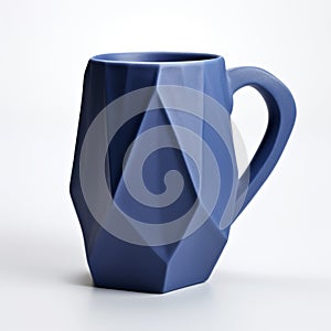 Cubist Faceted Blue Coffee Mug - 3d Printed Matte Finish