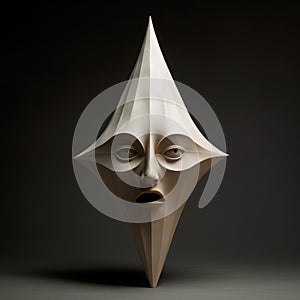 Cubist Faceted Sculpture: White Star With Organic Biomorphism