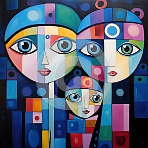 Cubist-inspired faces with a modern twist. AI generation