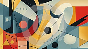 Cubist reverie inspired by cubism abstract illustration - Generative AI. Geometric, colorful, forms, black, orange.