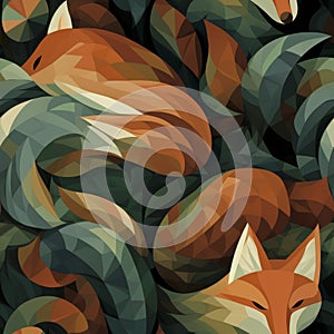Sleeping Fox cubist pattern photo