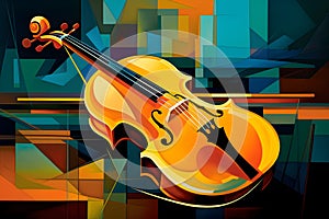 Cubist Violin Colorful Illustration