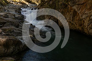 Cubo waterfall in Irati forest in Navarra photo