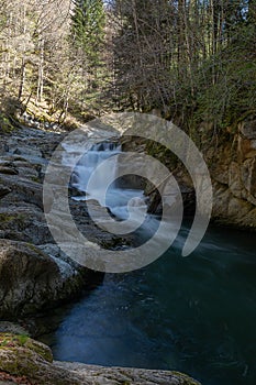Cubo waterfall in Irati forest in Navarra photo