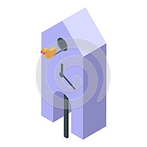 Cuckoo Clock bird icon isometric vector. Wall hour