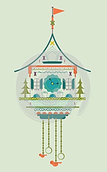 Cuckoo clock flat style doodle