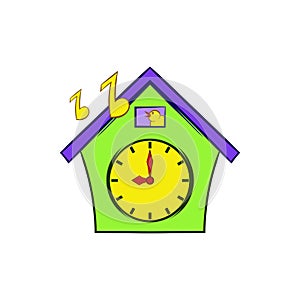 Cuckoo clock icon, cartoon style