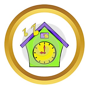 Cuckoo clock icon, cartoon style