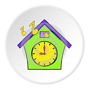 Cuckoo clock icon, cartoon style