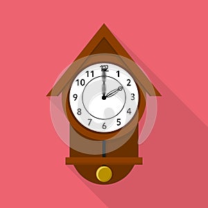 Cuckoo clock icon, flat style