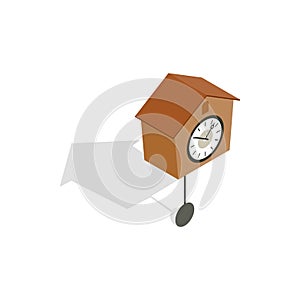 Cuckoo clock icon, isometric 3d style