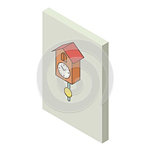 Cuckoo clock icon isometric vector. Vintage style cuckoo clock hanging on wall