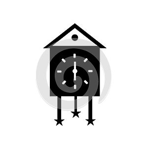 Cuckoo clock icon vector isolated on white background, Cuckoo clock sign , black time symbols