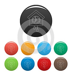 Cuckoo clock icons set color