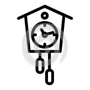 Cuckoo-clock line icon. Old clock vector illustration isolated on white. Vintage watch outline style design, designed