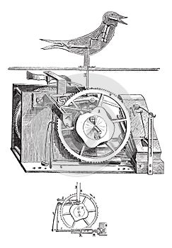 Cuckoo clock vintage engraving