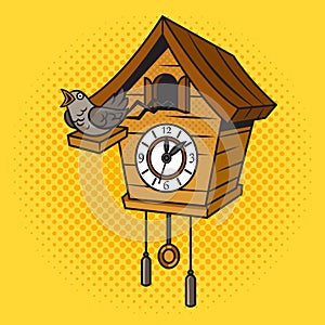 Cuckoo clock watch pinup pop art raster