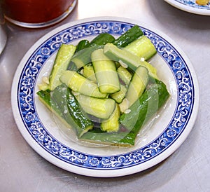 Cucumber closeup at restaurant