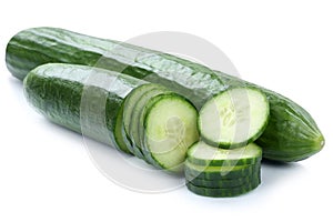 Cucumber cucumbers vegetables sliced isolated on white