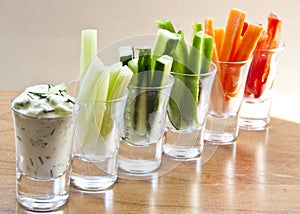 cucumber dip and vegetable sticks