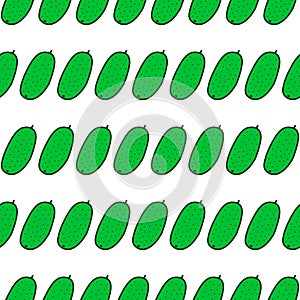 Cucumber hand drawn vector seamless pattern in cartoon comic style