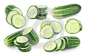 Cucumber isolated on white background. Collection