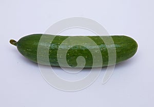 Cucumber isolated on white background . Fresh single cucumber isolated on white background . Ripe sweet green cucumber isolated on